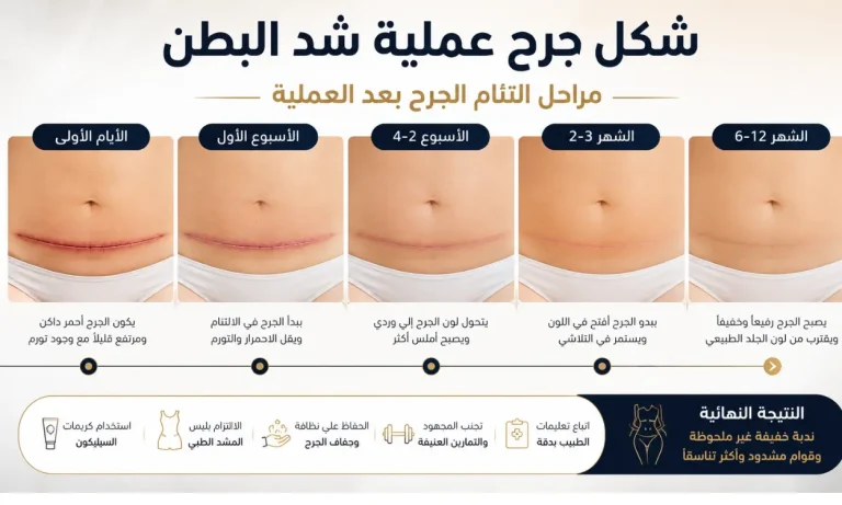 شكل جرح عملية شد البطن